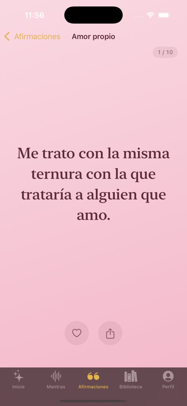 Afirmación a pantalla completa: “Me trato con la misma ternura con la que trataría a alguien que amo.”